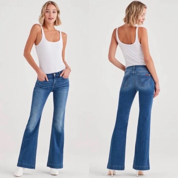 7 For All Mankind Dojo Flare Jeans in Bella Heritage size 28 NWT - Picture 1 of 7